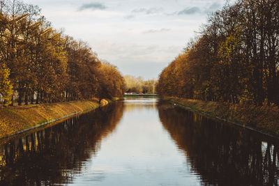 Scenic view of lake against sky during autumn