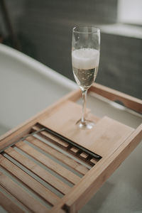 Close-up of wineglass on table