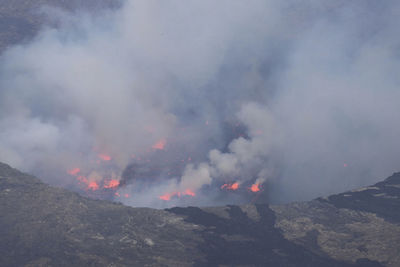 Panoramic view of volcanic mountain against sky