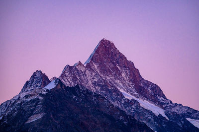 Low angle view of snowcapped mountain against sky