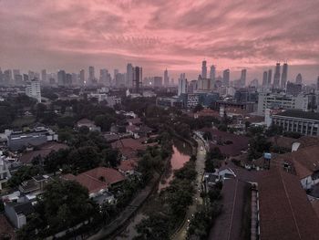 High angle view of street amidst buildings in city