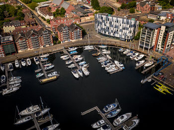 High angle view of ipswich marina