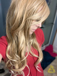 Close-up portrait of woman with red hair