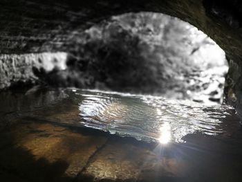 Water flowing through rocks in river