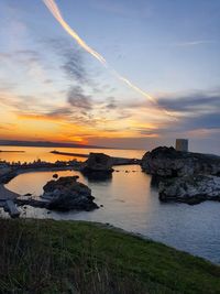 Scenic view of sea against sky during sunset