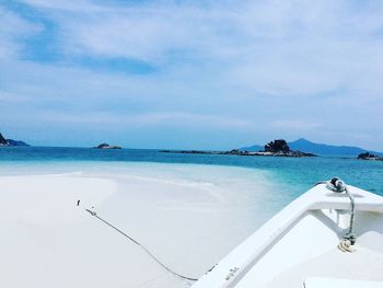 Scenic view of sea against blue sky