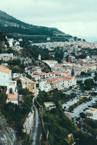 High angle view of townscape against sky