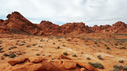 Rock formations in desert against sky