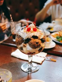 Close-up of dessert on table