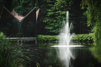 Scenic view of fountain in park