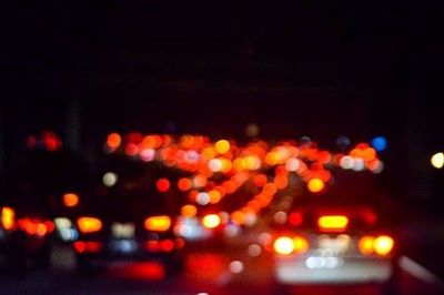 High angle view of illuminated road at night