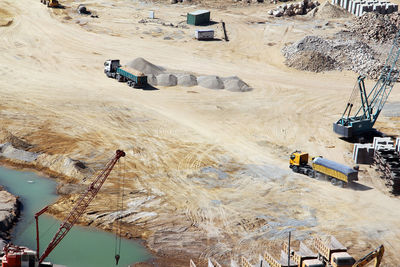 High angle view of construction site