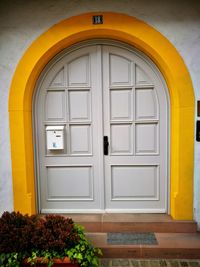 Closed door of building