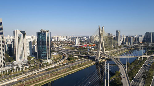 High angle view of elevated road against sky