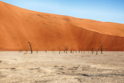 View of desert against clear sky