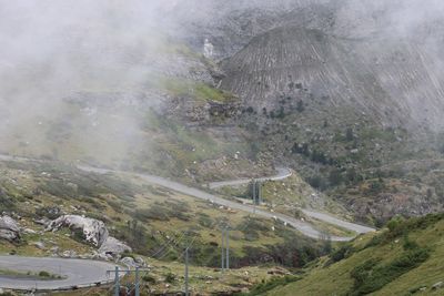 High angle view of snow covered land