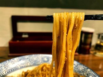 Close-up of food on table