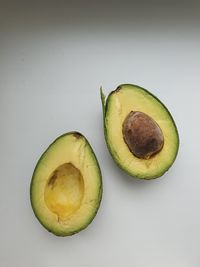 Close-up of lemon slice against white background