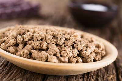 Close-up of cookies in bowl on table