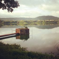 Scenic view of lake against sky