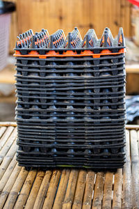 Close-up of stack of firewood