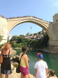 Tourists at harbor