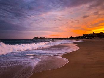 Scenic view of sea against sky during sunset