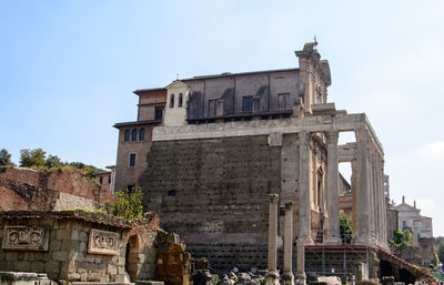 Low angle view of old building against sky