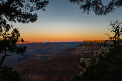 Scenic view of mountains during sunset