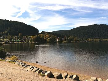 Scenic view of lake against sky