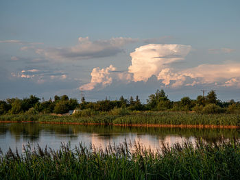 Scenic view of lake against sky