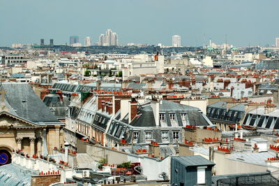 High angle view of townscape against sky