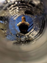 High angle portrait of man in water