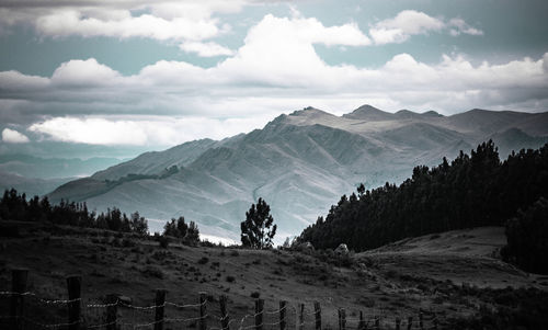 Scenic view of mountains against sky