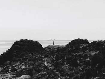 Scenic view of sea against clear sky