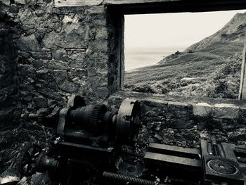 View of old building through window