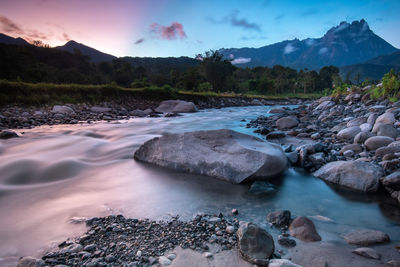 A beautiful sunrise over the mount kinabalu, sabah, malaysia.  