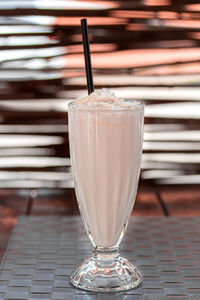 Close-up of drink in glass on table