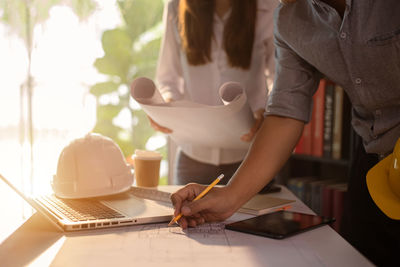 People working on table