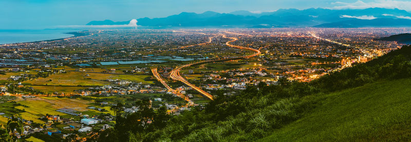 High angle shot of townscape