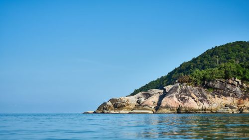 Scenic view of sea and clear sky