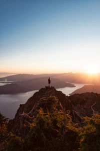 Scenic view of mountains against sky during sunset