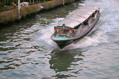 High angle view of boat in sea