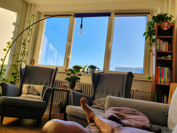 Man relaxing on sofa at home