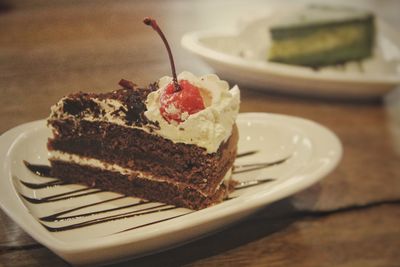 Close-up of pastry in plate