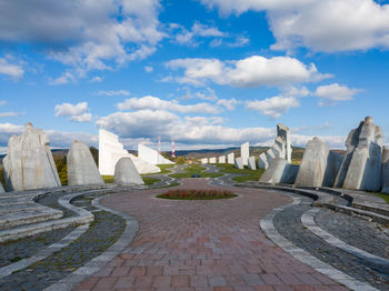 Panoramic view of temple against sky