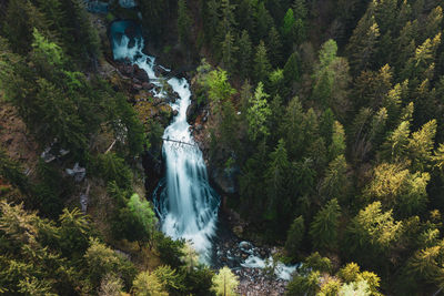 Aerial image of beautiful waterfalls in golling, salzburg, austria