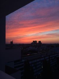 View of cityscape at sunset