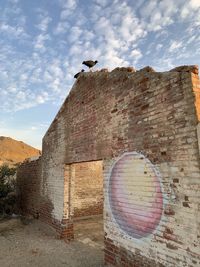 Low angle view of bird against the sky
