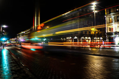 Light trails on city street at night